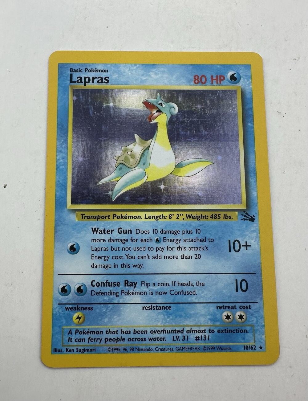 Lapras 10/62 Holo Rare Fossil Set 1999 Pokemon Card Unlimited WOTC